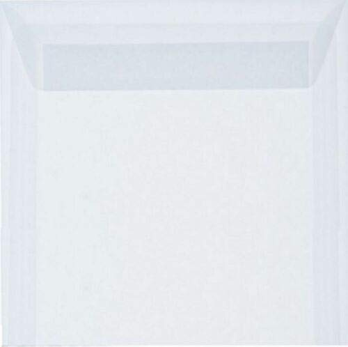 Quadratische Briefumschläge Transparent Weiß - 25 Stück - 15 x 15 cm - Selbstklebend - Für Hochzeits-Karten, Einladungskarten und mehr