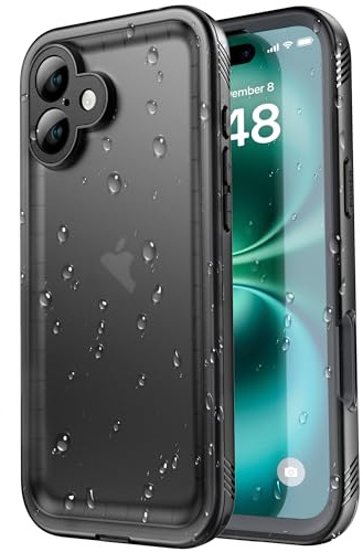 SPORTLINK für iPhone 16 wasserdichte Hülle 360 Grad, Schwarz | Outdoor Handyhülle mit Kameraschutz und Displayschutz, militärischer stoßfester Panzerhülle, IP68 waterproof & staubschutz