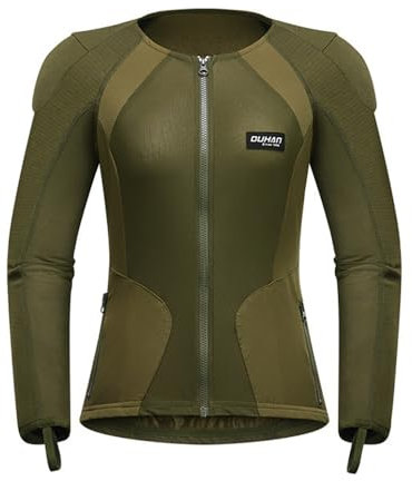 YuanDiann Herren Damen Motorradjake mit Protektoren Sommer Atmungsaktiv Winddicht Reflektierend Textil Motorradbekleidung Motorcross Schutz Jacke Protektorenjacke Damen Olivgrün 3XL