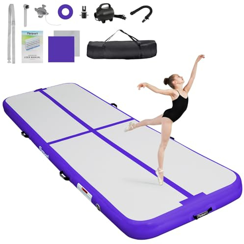 FBSPORT 20 cm tjock och större gymnastikmatta, 4 m uppblåsbar träningsmatta med ficka och luftpump/används för gymnastik/träning/gymnastik/Taekwondo-gym