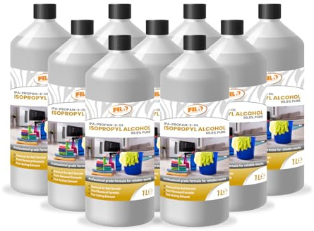 Filo Isopropyl Alcohol 99.9% IPA 9x 1L | High-purity Rubbing Alcohol for Cleaning & Degreasing | Isopropanol Cleaning Alcohol Disinfecting Ideal for Electronics, Glass and Solvent Use