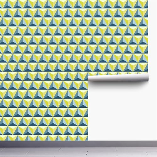 Klebefolie Möbel Grün Gelb Geometrie Selbstklebende Folie Vinyl Selbstklebende Tapete Wasserdicht Möbelfolie Dekorative Wandtapete Wohnzimmer Schrank Tapeten 1P (45x200 cm)