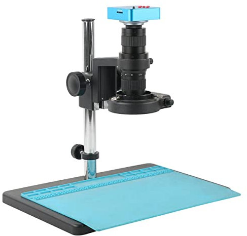 Lab Microscope Accessories HDMI VGA USB Video Microscope Camera 200X 0.7X-5X Adjustable Monocular Microscope Zoom C Mount Lens Set For PCB Soldering Phone Repair PCB inspection(48MP HDMI USB)