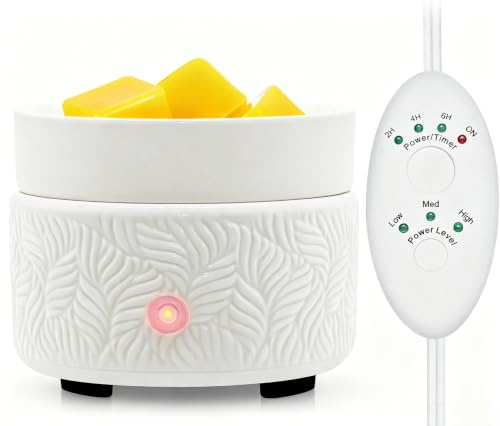 Wax Melt Burner with Timer - Ceramic Wax Burner Electric 4-in-1 Candle Wax Warmer Melter with Timer Auto Shut Off for Aromatherapy Home Office Bedroom Decor Gifts for Women Mom