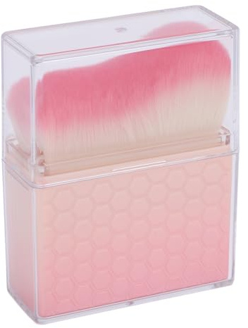 Bärbar Vinklad Makeupborste, Bärbar Vinklad Platt Huvud Kosmetisk Borste för Makeup Nagelkonst, Eleganta Nagelkonstvågor, Infällbar Design (Rosa lutning)