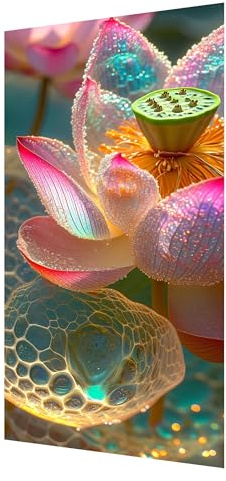 Diamond Painting Traum, 5D Lotus Diamant Painting Bilder Erwachsene, DIY Vollbohrer Cross Stickerei Diamant Kunst Malerei, Diamond Painting Groß XXL für Zimmer Wanddeko Bastel Geschenk 30x60cm P-338