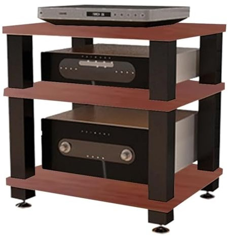 Fakednss Hifi Rack Holz CD Ständer Schallplattenregal – Plattenspieler Regal mit 2/3/4 Ebenen – Phonomöbel & TV-Möbel – Vinyl Shelf Plattenschrank für Schallplatten & Hifi-Geräte(Teak,3 Tier)