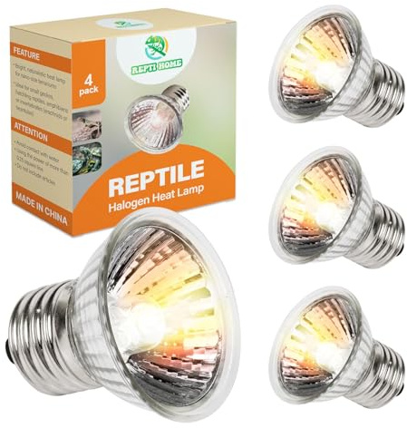 REPTI HOME UVB Wärmelampe Terrarium, UVA UVB Halogen Wärmelampe Schildkröten, E27 Reptilien Heizung Glühbirne 25W-4Pack, Reptilien Lampe für Schildkröten, Bartagamen, Eidechsen, Schlangen