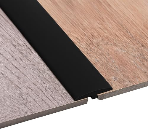 Perfil de transición autoadhesivo, perfil en T de 5 x 300 cm, lista de transición flexible de PVC para suelo para todos los tipos de suelo, recortável y resistente al agua (Negro, 3 M)