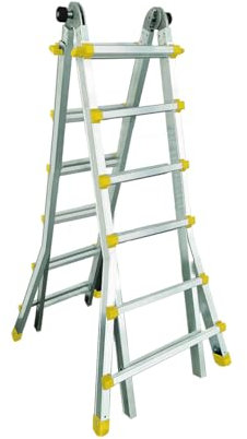 Svelt Scala Telescopica Professionale in Alluminio – Multiuso con Cerniera Automatica per Uso a Sfilo, Cavalletto e Zoppa su Scale (12+12 Gradini)