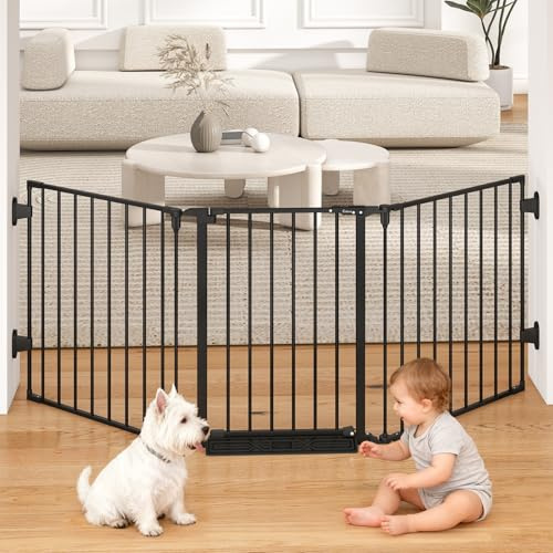 Cideny 29.4-78 Extra Wide Baby Gate, Long Dog Gates Indoor for Doorways Stairs, Essential Large Safety Gate for Child Toddler with Anti-Trip Pedal, Adjustable Pet Gate, 28 Tall 3 Metal Panels Black