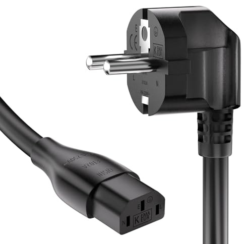 Obllemn 3M Cavo di Corrente, Cavo di Alimentazione per Elettrodomestic Con Contatto Di Messa a Terra Angolato Su Presa C13, IEC 320, Cavo Di Alimentazione PC a 3 Pin-Nero