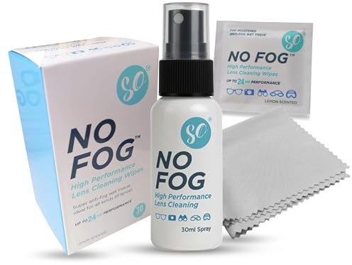 SO 30ML Anti Fog Spray For Glasses Lens Cleaner For Glasses Cleaning Kit – Includes 1x Microfibre Cloth & 30 Lens Wipes for Streak-Free, Crystal Clear Vision at Home or On-the-Go