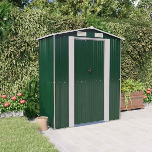 Gartenhäuschen Gartenhütte, Geräteschuppen Grün 192x108x223 cm Verzinkter Stahl für Outdoor Garten Terrasse