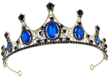Hemobllo Diadema de Cristal para Niñas y Novias Aleación de Zinc Azul, Delicada y Resistente, Adecuado para Bodas y Fiestas de Compromiso