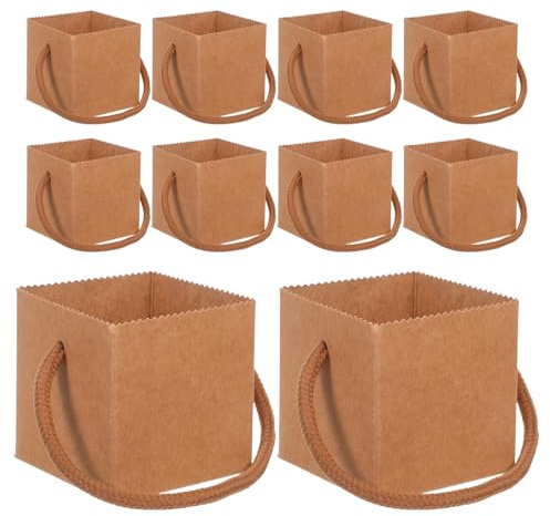PRETYZOOM Sacchetti Regalo in Carta Kraft con Manico per Piante Grasse e Fiori, 50 Pezzi, Rivestimento e Corda in Nylon, per Decorazioni Domestiche e Feste