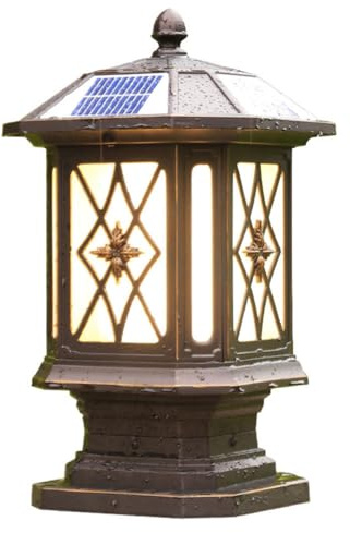 CWVYKNP Lampada A Colonna Vintage Alimentata A Energia Solare Per Esterni Lampada A Colonna Europea Per Esterni Lampada A Colonna Solare Industriale Con Base Di Montaggio Su Molo Lampada A Palo