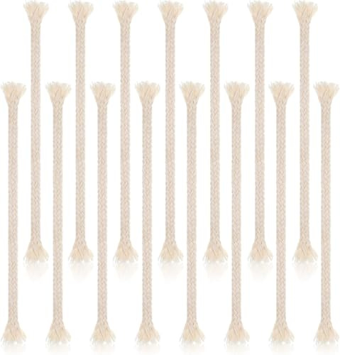 15 Pcs Oil Lamp Wick Replacement, 7 Round Braided Cotton Wicks for Kerosene Lamps, Tiki Torches, Candle Making & DIY Oil Burners