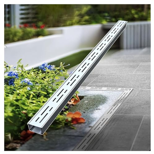 FENGZEQUAN Canaletta Scolo Acqua Piovana Robusto Canale di Drenaggio per Cortile, Canale di Scolo per Esterni Copertura Lineare Rimovibile per Grondaie E Griglie Deviatore(H3*W4CM/H1.18*W1.57IN)