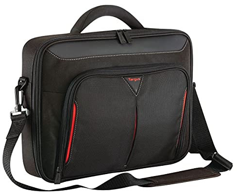 Targus Laptop Bag, Fits up to 14 Laptops, Classic Clamshell Case Design, Protective Laptop Bag with Padded Handle, Black/Red