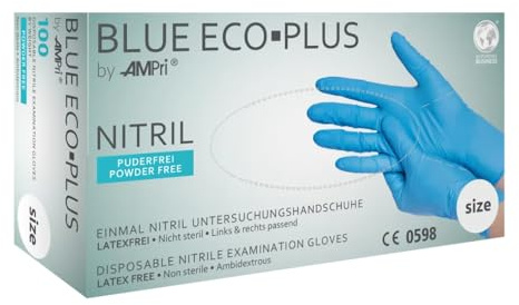 Blue Eco Plus - Guanti monouso in nitrile, senza talcatura, misura XL, 1000 pz, colore: Blu
