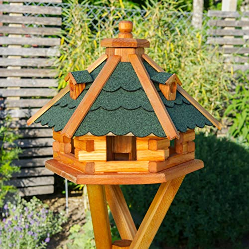 Vogelhaus von klein bis Riesig XXL Futterhaus Futterhäuschen Vogelvilla V18, Vogelfutterhaus aus Holz mit Solarbeleuchtung beleuchtet (Grün, klein), Vogelfutterhaus mit Futtersilo, Silo