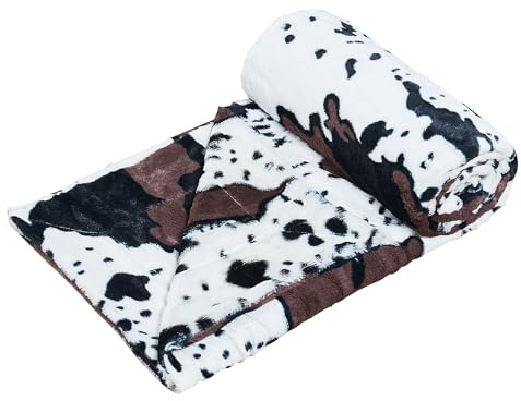 BNF Home Manta de Piel sintética de Doble Cara con Estampado Animal, Vacas