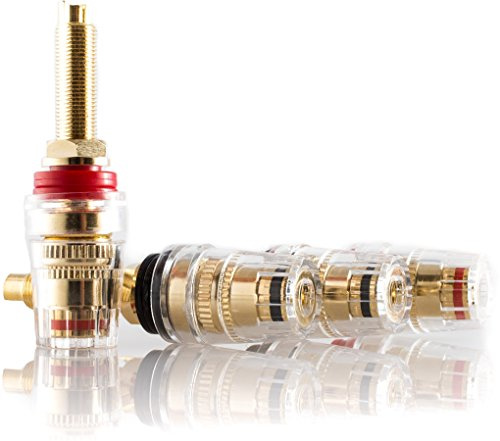 Hifi Lab Polklemmen 24-k vergoldet lang Lautsprecher Terminal Binding Post Bananen-Buchse Audio Anschlussklemmen High-End lötbar 4mm gold 4x