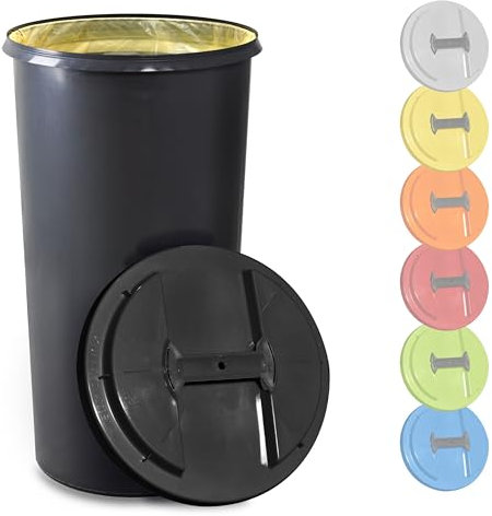 KUEFA BSC 60L Mülleimer, Müllsackständer, Gelber Sack Ständer inkl. Klemm-Ring für Müllbeutel, extra robust, UV- und witterungsbeständig, Sammelbehälter für Pfandflaschen und Leergut (Grau)