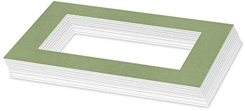 Bildershop-24 10x Passepartout Blassgrün in 50 X 70 cm Außenmaß mit Ausschnitt für Bildgröße 40 X 60 cm