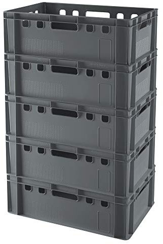 5 Stück E2 Kisten 60x40x20 Fleischkiste Lagerkiste Metzgerkiste in grau