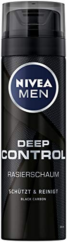 NIVEA MEN Deep Control Rasierschaum im 6er Pack (6 x 200 ml), Rasierschaum für eine angenehme Rasur, Rasierschaum für Herren mit Black Carbon