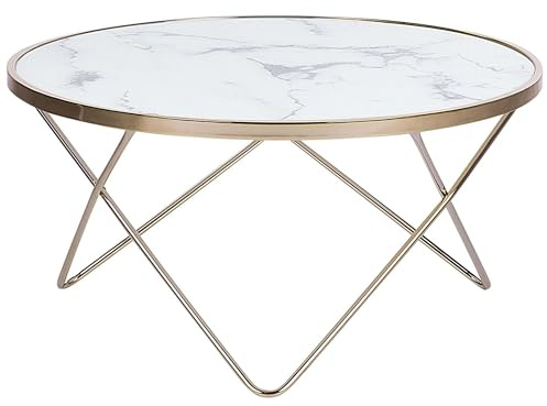 Beliani Designer Couchtisch rund Marmor/Gold Meridian