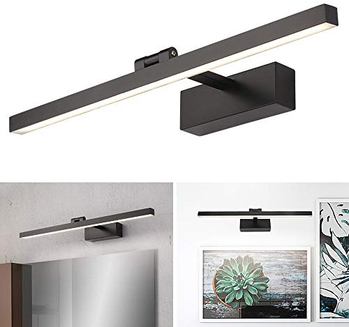 ZH-VBC LED Lampada da Specchio per Bagno Specchio Armadio Lampada da Bagno, 40cm/50cm/60cm/70cm/90cm/110cm Applique da Parete Interni con Testa Girevole per Toilette Hotel, Nero,WarmLight-60cm