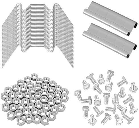 AUXSOUL 200 Pcs Greenhouse Glass Clips 100 Stainless Steel Glazing Clips W and Z Wire Clips 100 Nuts and Bolts Pane Fixing Clips Parts Garden Supplies