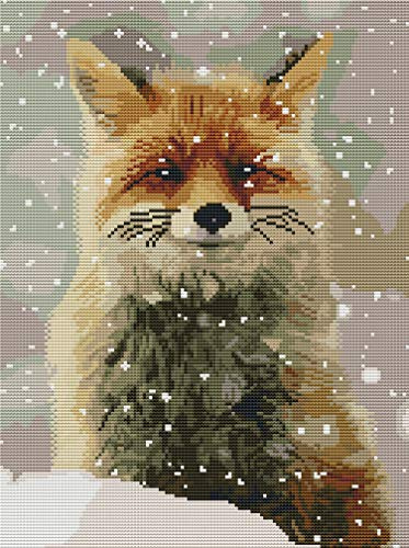 Abillyn Stickerei-Set, Fuchs und Schnee, geprägtes Muster, Starter-Set (Fuchs)
