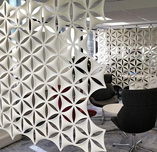 OSHIYINN White 3D Flower Venus 14x12 Hanging Room Divider Panel Felt Fiber Surface High Density Polyester Fiber Board Cut Room Partition Home Decoratio(12 Pcs)