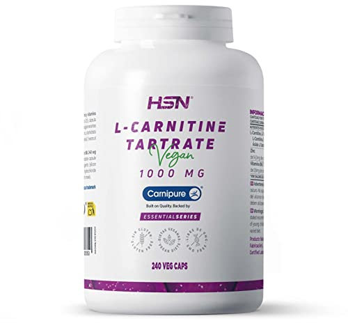 L-Carnitina L-Tartrato Carnipure de HSN | 240 Cápsulas Vegetales | 3000 mg por Dosis Diaria de Carnitina de Máxima Absorción y Eficacia | Alta Pureza y Calidad | No-GMO, Vegano, Sin Gluten