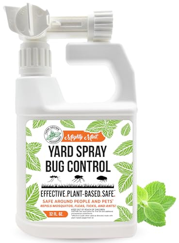 Mighty Mint Peppermint Oil Lawn & Yard Bug Control Spray – Natural Outdoor Pest Repellent for Fleas, Ticks, Mosquitoes, Ants, and More – Plant-Based, Extra-Strength Formula – 32 oz