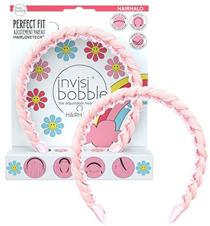 invisibobble Hairhalo Haarreif Retro Dreamin' I 1x verstellbarer Haarreifen Rosa Geflochtet Mädchen & Damen I haarschonend & bequem I designed im Herzen Münchens