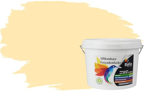 RyFo Colors Silikonharz Fassadenfarbe Lotuseffekt Trend Honiggelb 3l - bunte Fassadenfarbe, weitere Gelb Farbtöne und Größen erhältlich, Deckkraft Klasse 1