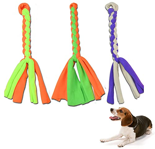ASOCEA 3 Confezioni Gioco in Corda per Cani in Pile per Masticare e Strattonare Animale Domestico Giocattoli Interattivi per l'addestramento All'inseguimento Cucciolo di Corda