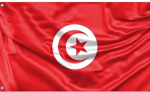 Drapeau de la Tunisie | Impression unique | Fabriqué dans l'UE (90 x 150 cm)