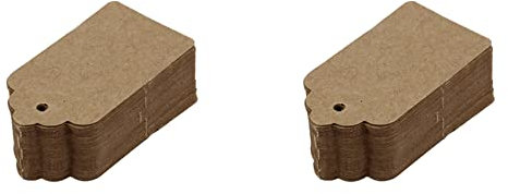 Duendhd Packung 100 rustikale 40 mm x 70 mm gewellte Kraftpapier-Karten, braune Etiketten, DIY-Anhänger, Gepäckanhänger, klein (100 Stück)