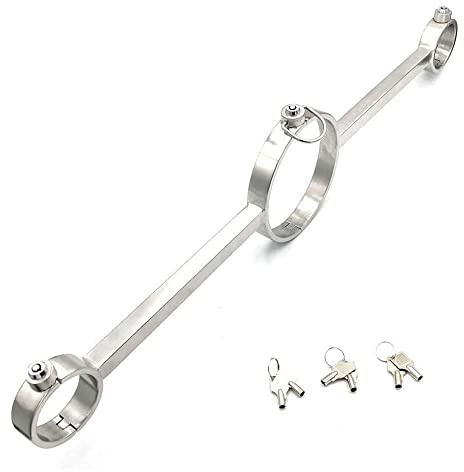RIVILA Edelstahl Bondage Handschellen Press Lock Design Fesseln Handgelenk Manschetten Kragen Adult Game Sex-Spielzeug für Paare Spreizstange Handschellen,Silber-Male