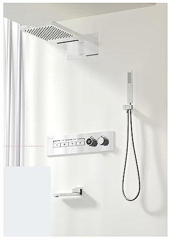 2024 New Luxury Black Brass Shower System,Wall-Mounted LED Digital Display Design,Cold & Hot Dual-Control 4-Function Ceiling Shower Tap LED Shower Panel(Color:4S Chrome)