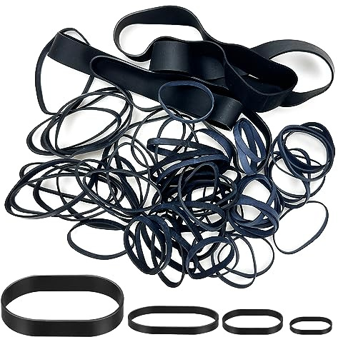 Lot de 64 Bandes Elastiques Large Bandes Tactiques en Caoutchouc Noir Ensemble de Grandes Épais Bandes Élastiques Résistantes pour le Camping Survival,la Maison, le Bureau, l'École,4 Tailles