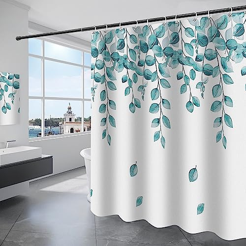 DAMAI Duschvorhang 200x240 cm Badvorhang aus Polyester Stoff Waschbar Bad Vorhang mit 12 Duschvorhangringe Wasserdicht für Badewanne und Bad Grün