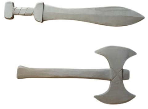 Générique Lot de 2 Jouets en Bois artisanaux pour Jeux d'enfants- Pack Viking: hâche et Glaive