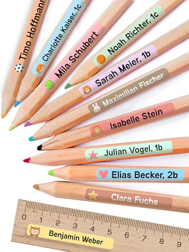 150 Stück Namensaufkleber Kinder für die Schule - Stifte (Rosa) | Personalisiert & Spülmaschinenfest, Aufkleber mit Namen für Stifte & Schulsachen, Namensetiketten Selbstklebend